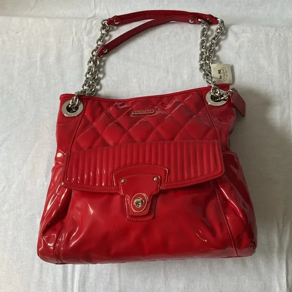 Coach Red Patent Leather Shoulder Bag - Picture 3 of 6